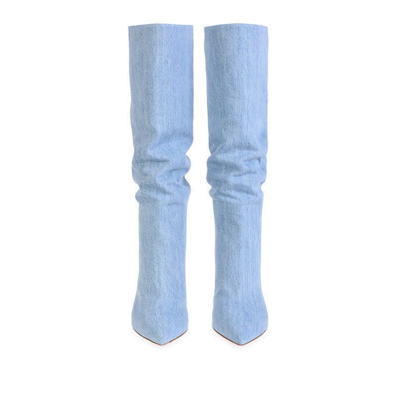 Woman's Denim Knee-high Boots