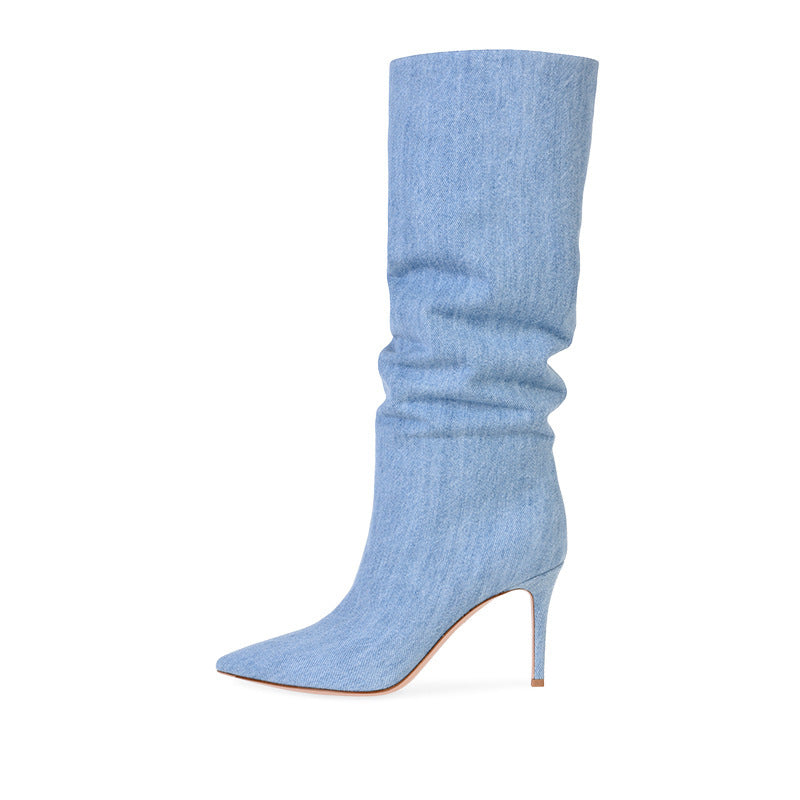 Woman's Denim Knee-high Boots