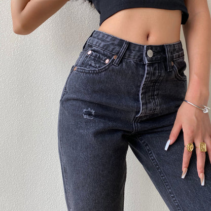 Straight Tube Slim Hole Jeans