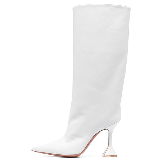 Pointed Wine Cup Heel High Leg Boot