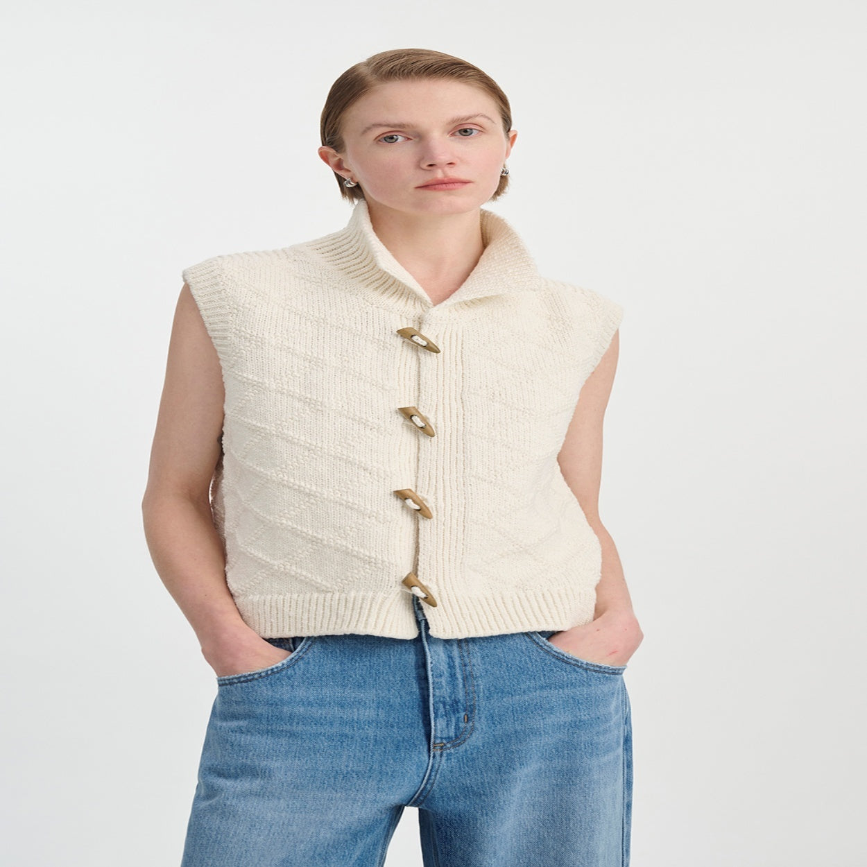 Vintage Cotton Texture Diamond Vest