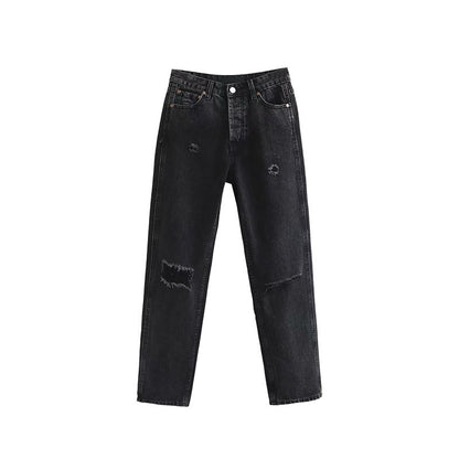 Straight Tube Slim Hole Jeans