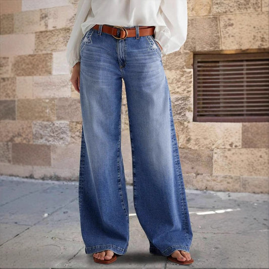 Embroidered Straight Jeans