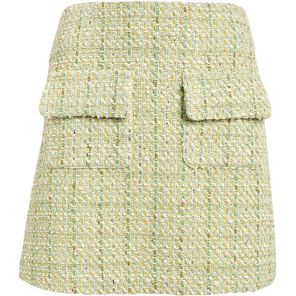 Green Romantic Elegant Tweed Skirt