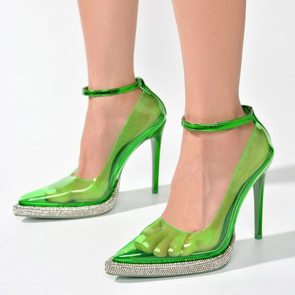 Woman's Transparent Rhinestones High Heels