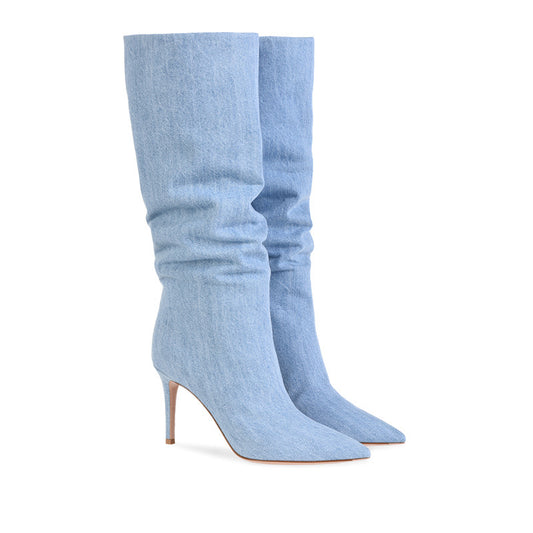 Woman's Denim Knee-high Boots