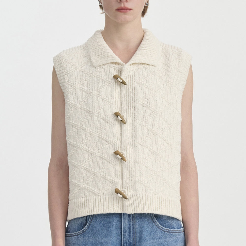 Vintage Cotton Texture Diamond Vest