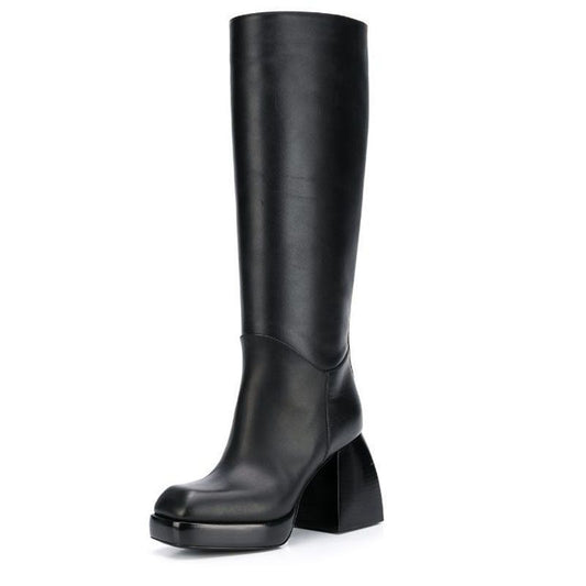 Thick High-heeled Platform Knee High Boots