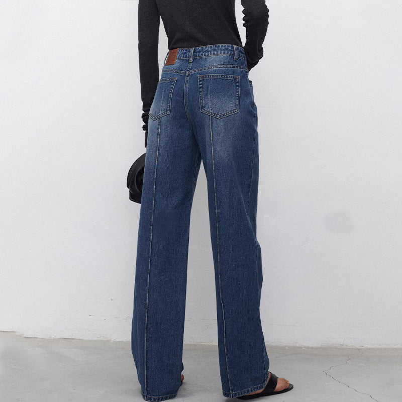 Dimensional Stitching Straight Jeans