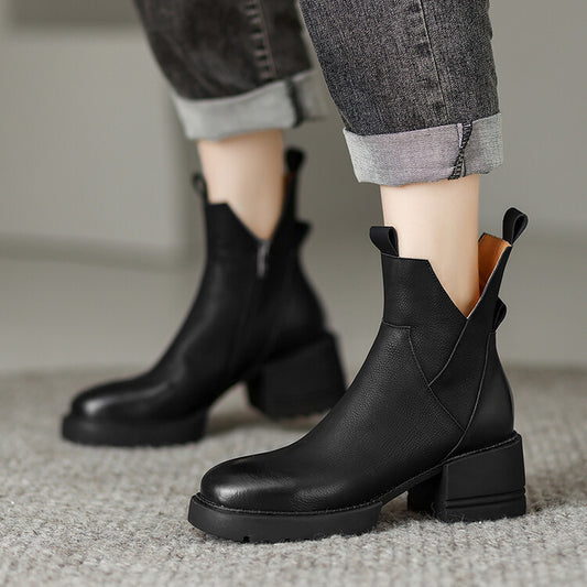 Women's Vintage Chunky Heel Ankle Boots