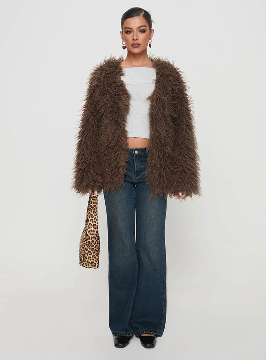 Cosy Brown Faux Fur Jacket