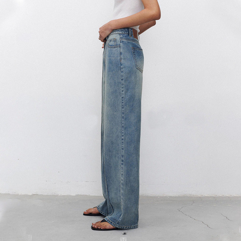 Dimensional Stitching Straight Jeans