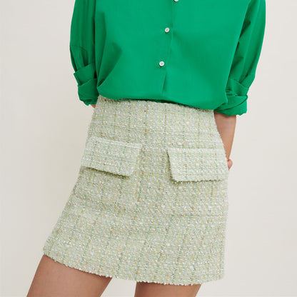 Green Romantic Elegant Tweed Skirt