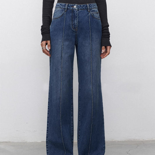 Dimensional Stitching Straight Jeans